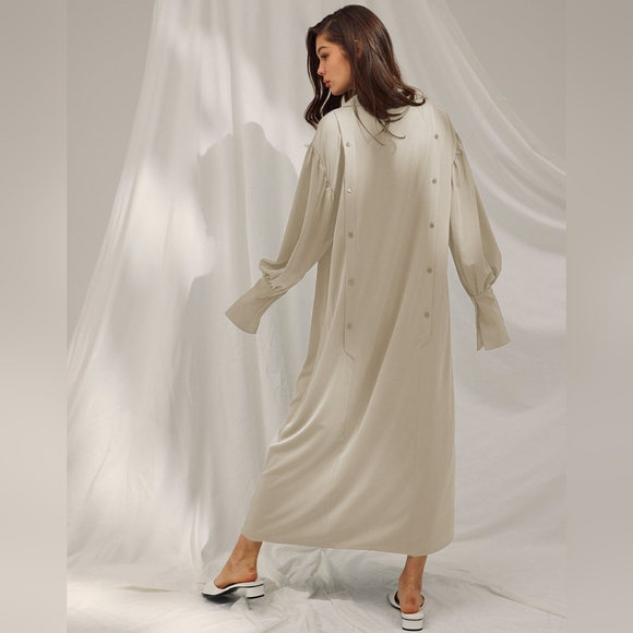NWT Long Sleeve Drape Shirt Robe Dress (Cream) - NAP Loungewear - Picture 2 of 13